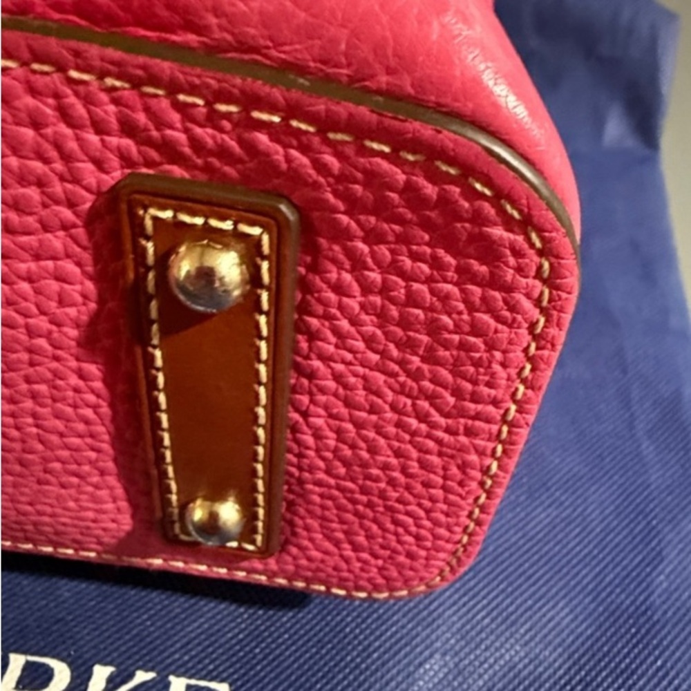 Dooney & Bourke Hot Pink Pebble Leather Tote with Brown Trim - Picture 6 of 15